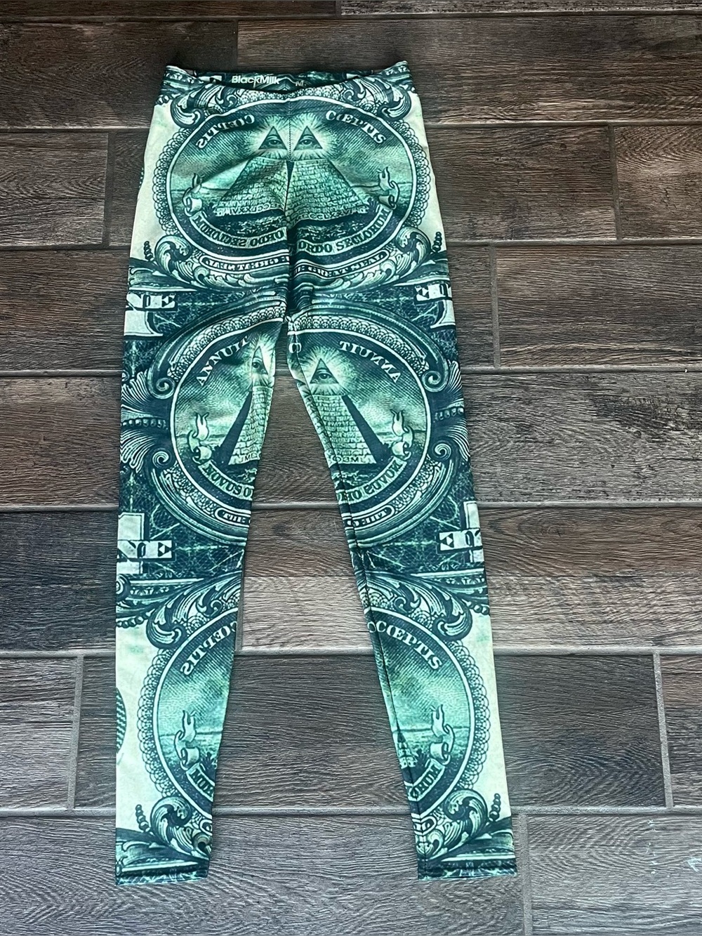 BlackMilk all over dollar bill money print leggings  M